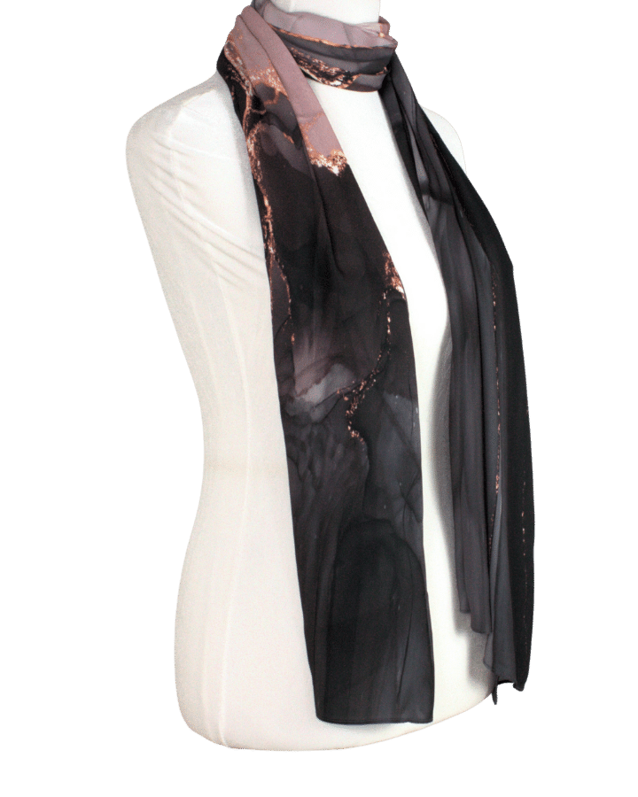 Fancy Maxi Hijab Scarf for special events | Black Mauve Hijab | Lina Zibdeh