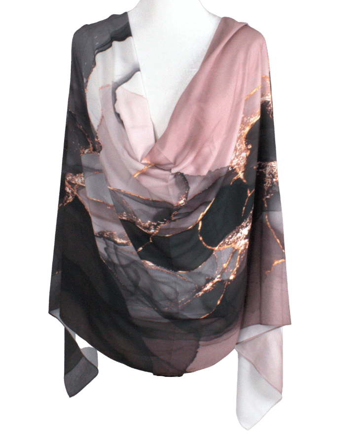 Marble Maxi Hijab Scarf for special events | Black Mauve Hijab | Lina Zibdeh