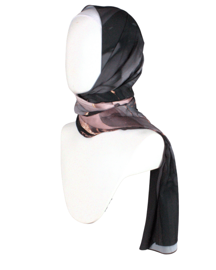 Marble Maxi Hijab Scarf for special events | Black Mauve Hijab | Lina Zibdeh