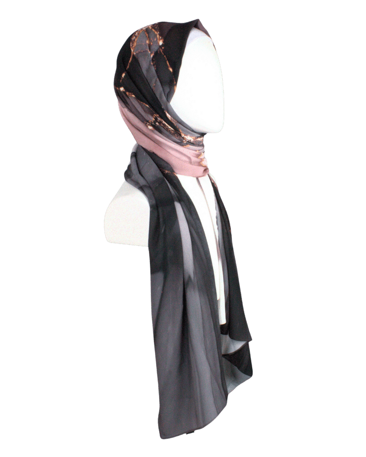 Marble Maxi Hijab Scarf for special events | Black Mauve Hijab | Lina Zibdeh