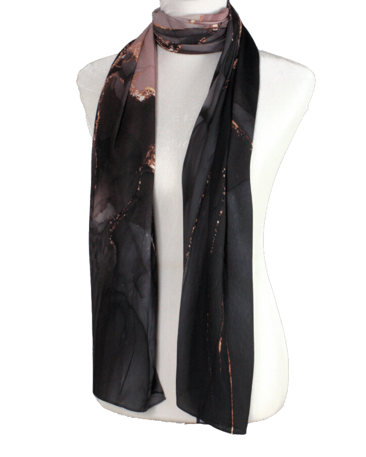 Marble Maxi Hijab Scarf for special events | Black Mauve Hijab | Lina Zibdeh