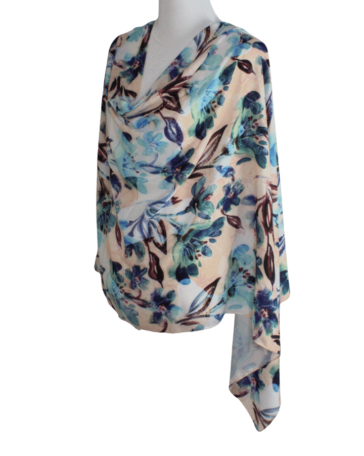 Floral hijab scarf for your elegant occasions - Maxi size Rose Teal | Lina Zibdeh