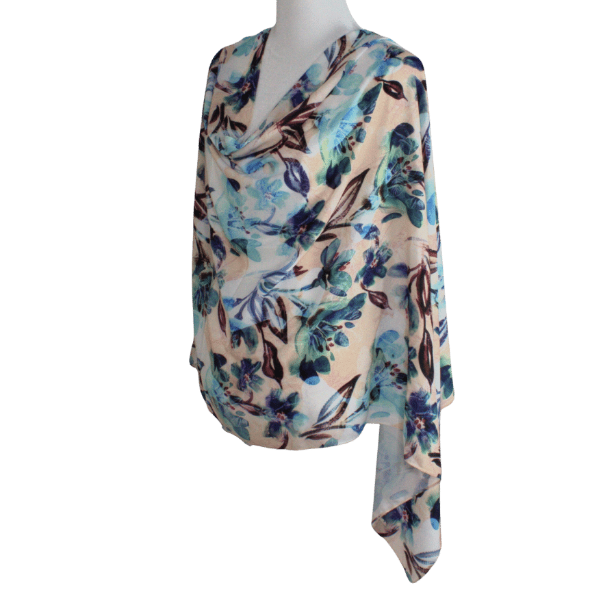 Floral hijab scarf for your elegant occasions - Maxi size Rose Teal | Lina Zibdeh