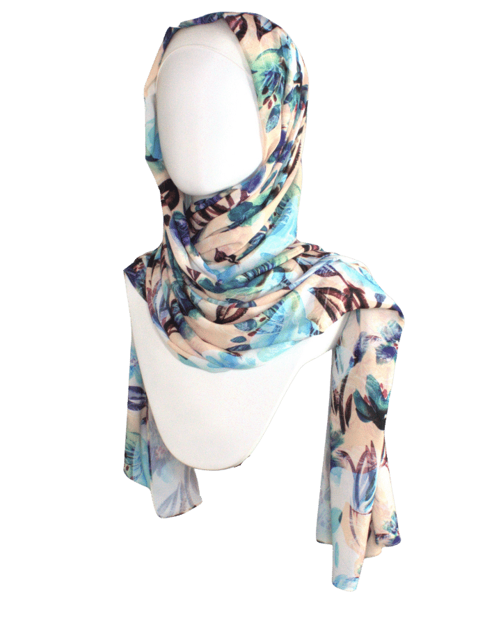 Floral hijab scarf for your elegant occasions - Maxi size Premium Quality | Lina Zibdeh