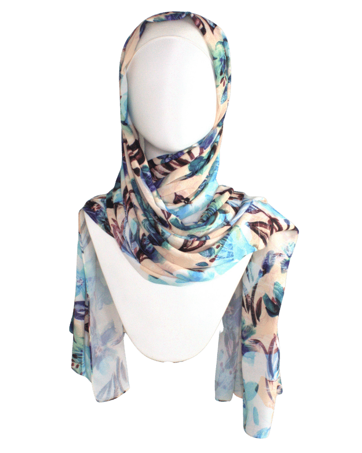 Floral hijab scarf for your elegant occasions - Maxi size Premium Quality | Lina Zibdeh