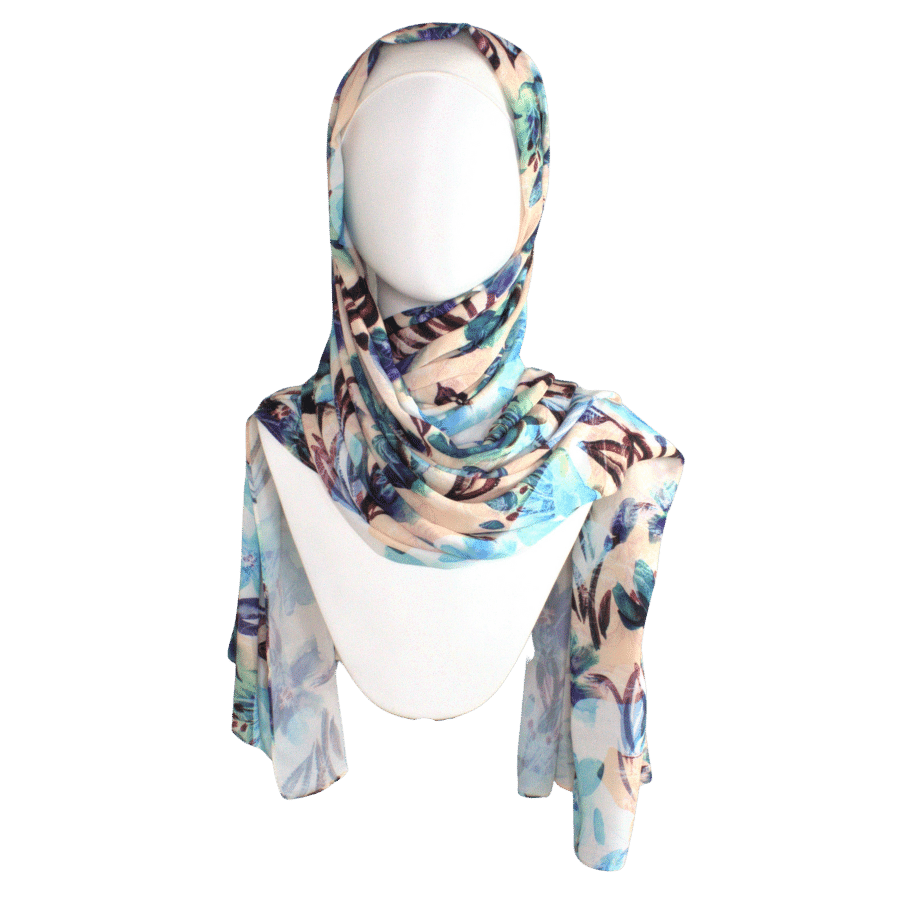 Floral hijab scarf for your elegant occasions - Maxi size Premium Quality | Lina Zibdeh