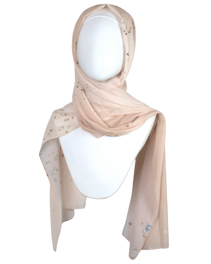 High End Chiffon Hijab Scarf for special occasions | Fancy Blush Neutral Hijab | Lina Zibdeh