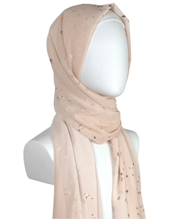 High-End Chiffon Hijab Scarf for special occasions | Fancy Blush Neutral Hijab | Lina Zibdeh