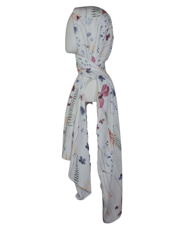 A Floral Meadow Premium Soft Crepe Chiffon Hijab -NEW