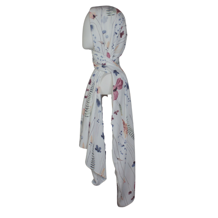 A Floral Meadow Premium Soft Crepe Chiffon Hijab -NEW
