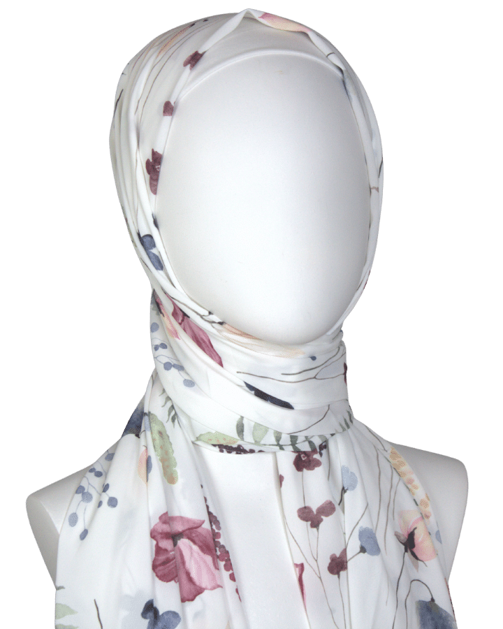 A Floral Meadow Premium Soft Crepe Chiffon Hijab -NEW