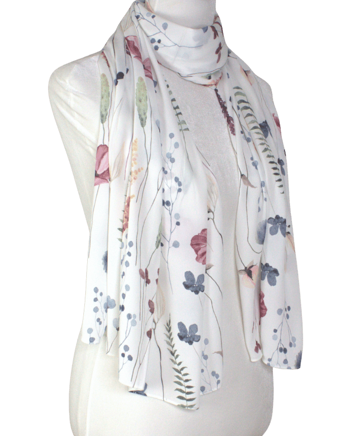 A Floral Meadow Premium Soft Crepe Chiffon Hijab -NEW