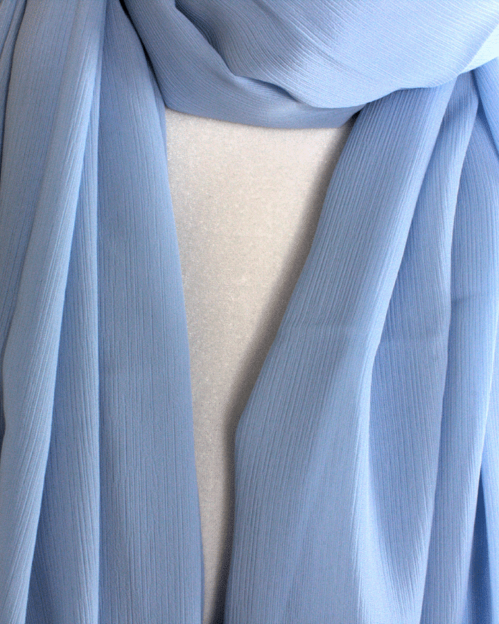 Whispering Breeze Crinkle Chiffon Hijab! Basic Blue