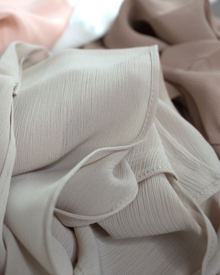 Whispering Breeze Crinkle Chiffon Hijab! Neutral Sand Beige