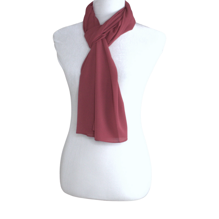 Whispering Breeze Crinkle Chiffon Hijab! Mauve Red