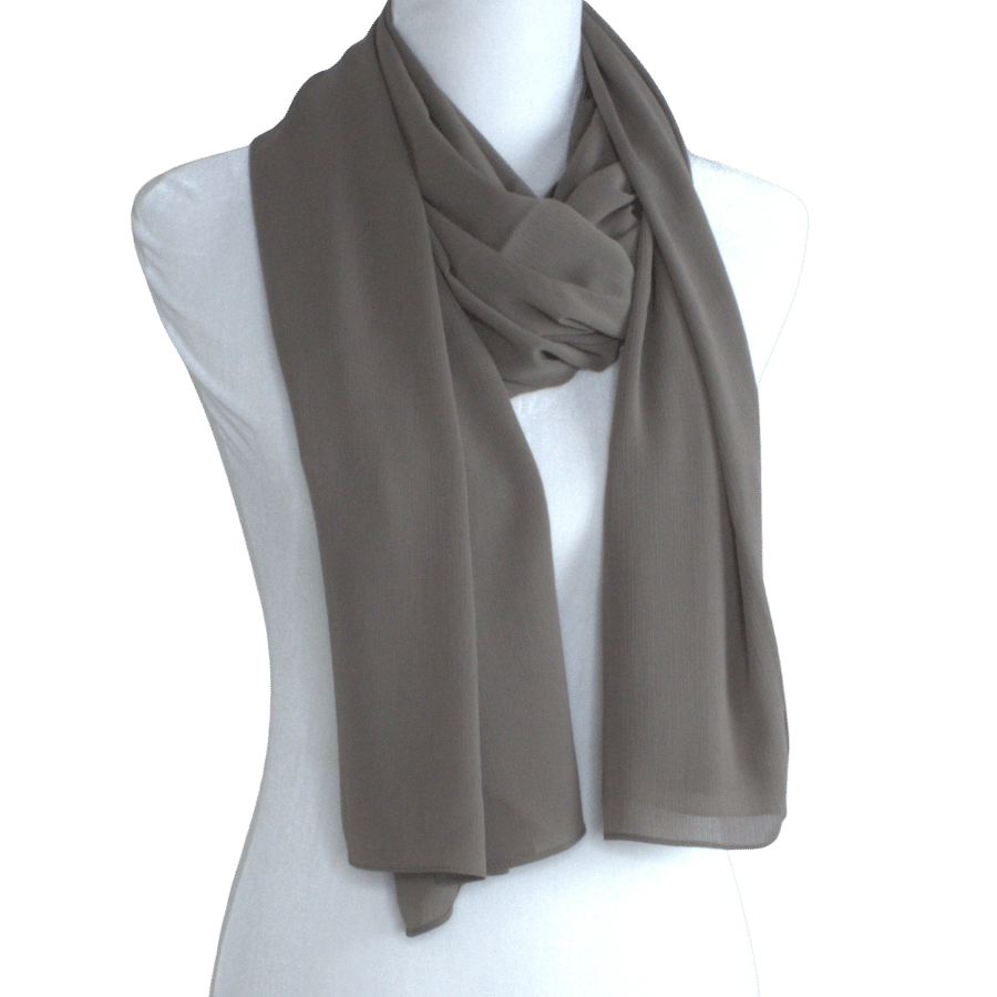 Whispering Breeze Crinkle Chiffon Hijab! Olive Brown Hijab