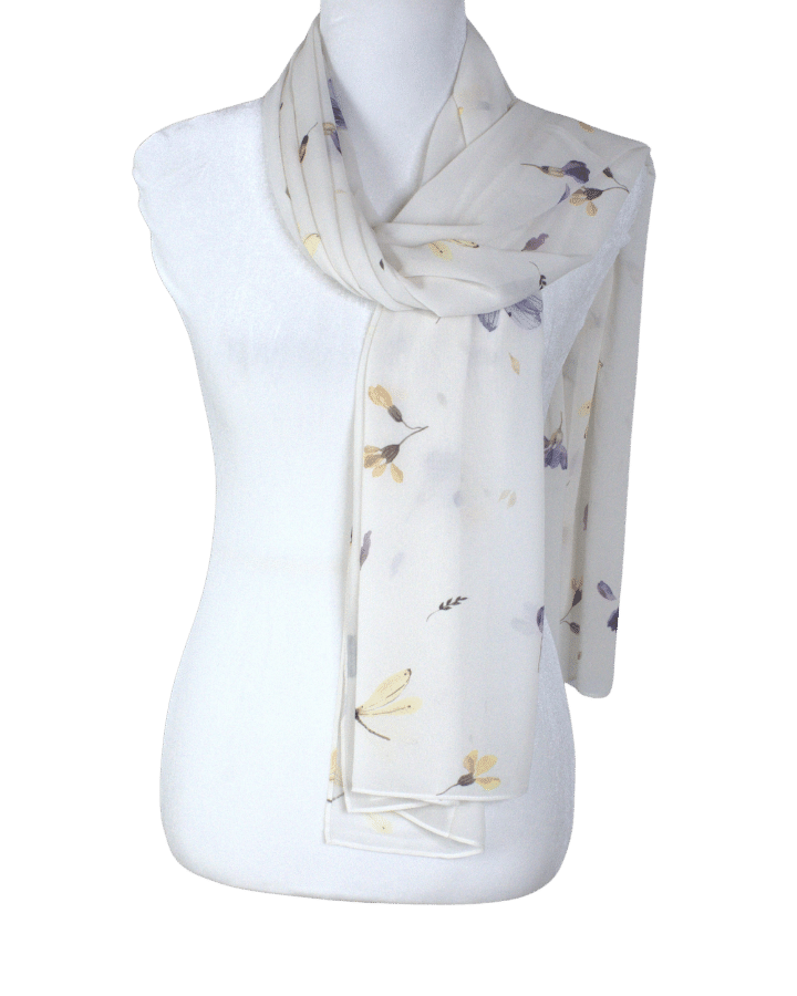 A designer chiffon hijab scarf of a delicate print that is ideal for everyday wear and work | Lina Zibdeh
