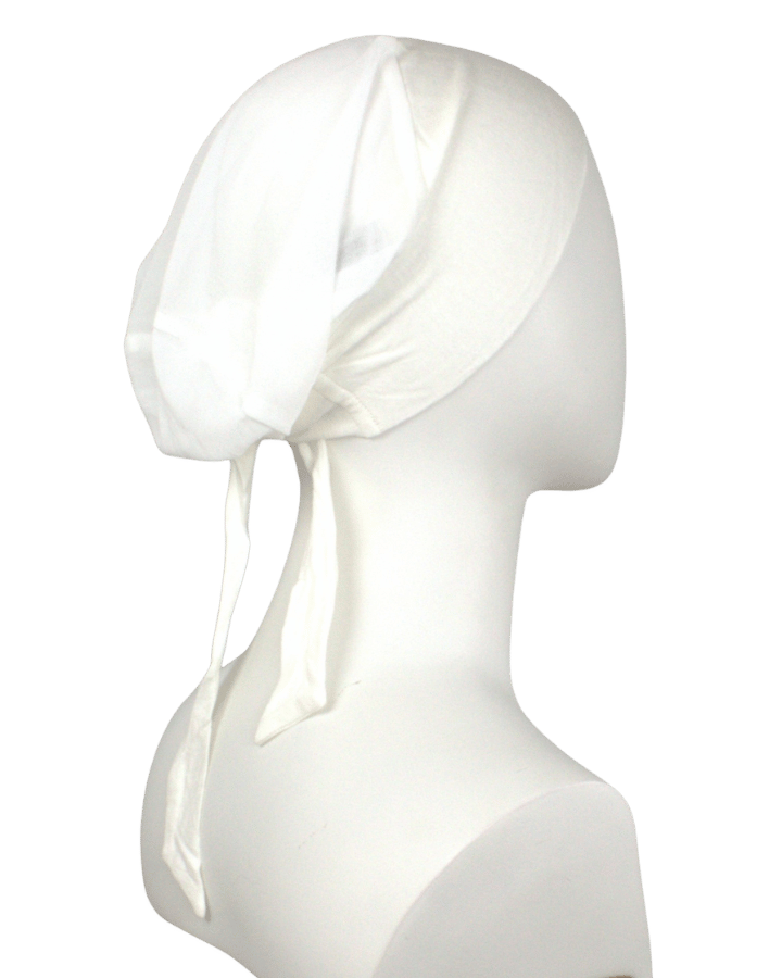 Non-slip Breathable white mesh tie-back hijab cap under scarf, lightweight and comfortable for hot weather and all-day wear | Lina Zibdeh