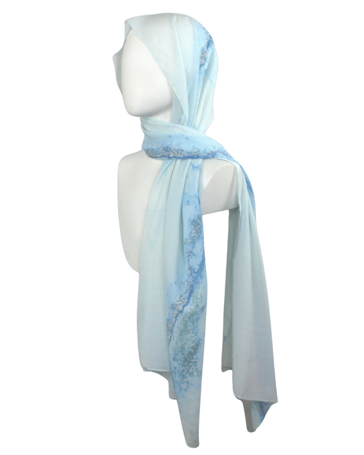 An elegant blue hijab for the summer, lightweight, airy and maxi size | Lina Zibdeh
