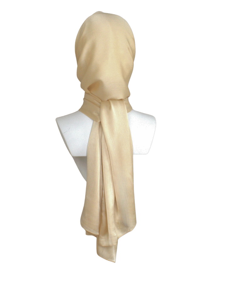 Easy to wrap satin crinkle golden hijab for parties and special occasions and eid | Lina Zibdeh