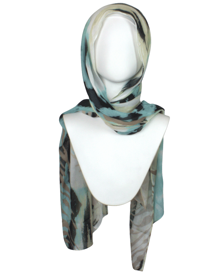 Green Black Animal print hijab for office and casual outings, high end fabric, lightweight, non-slip and breathable. Ideal for all weather especially warm climates | Lina Zibdeh