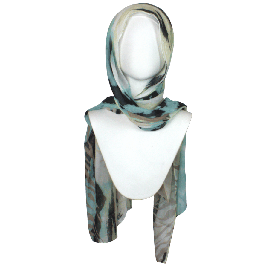 Green Black Animal print hijab for office and casual outings, high end fabric, lightweight, non-slip and breathable. Ideal for all weather especially warm climates | Lina Zibdeh