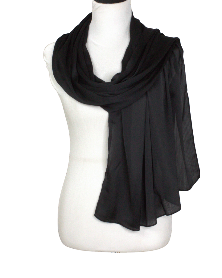 Shop our premium satin crinkle hijab in black and discover how our formal collection will become a staple in your wardrobe | Lina Zibdeh