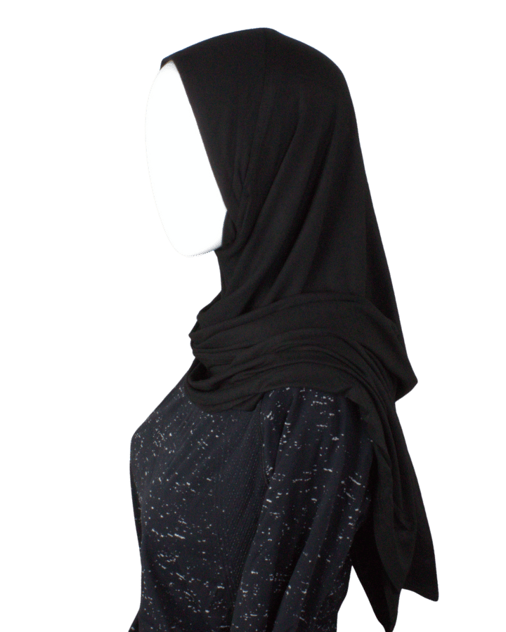 Instant hijab in black. This is made from premium Japanese jersey material and it's designed for ultimate comfort throughout the day | Lina Zibdeh