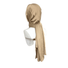This is your party hijab in bronze golden, soft satin crinkle with a better grip and nice drape | Lina Zibdeh