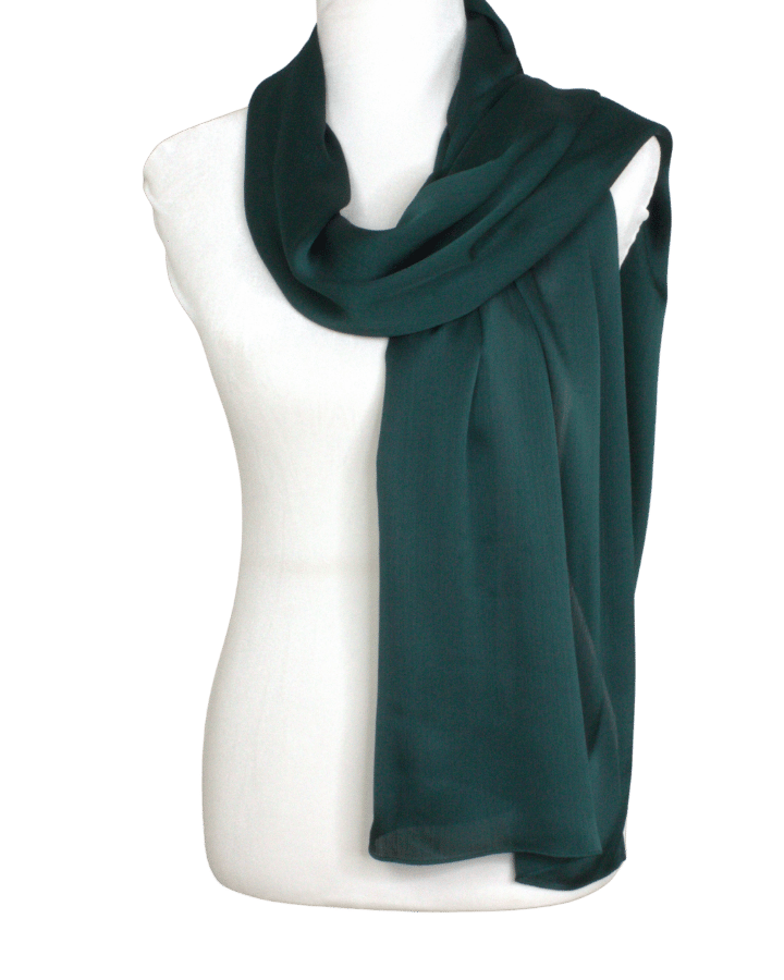 Dark green formal hijab scarf for fancy occasions | Emerald green satin hijab scarf muslim fashion | Lina Zibdeh