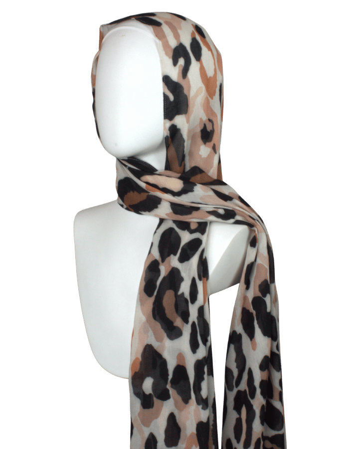 Unique color combo leopard print bamboo modal hijab – soft and comfortable