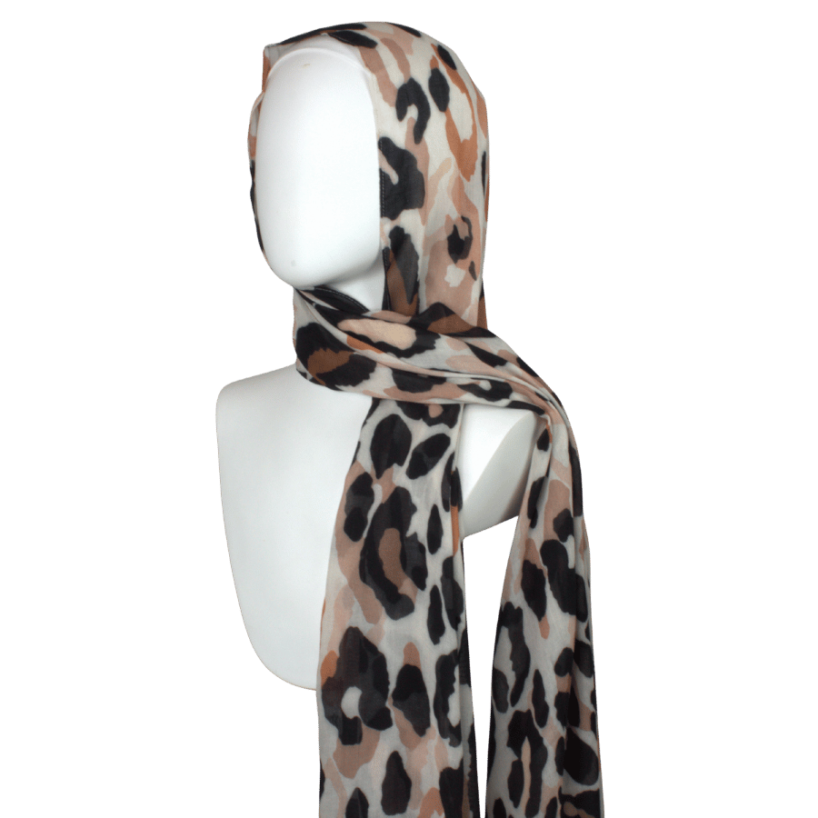 Unique color combo leopard print bamboo modal hijab – soft and comfortable