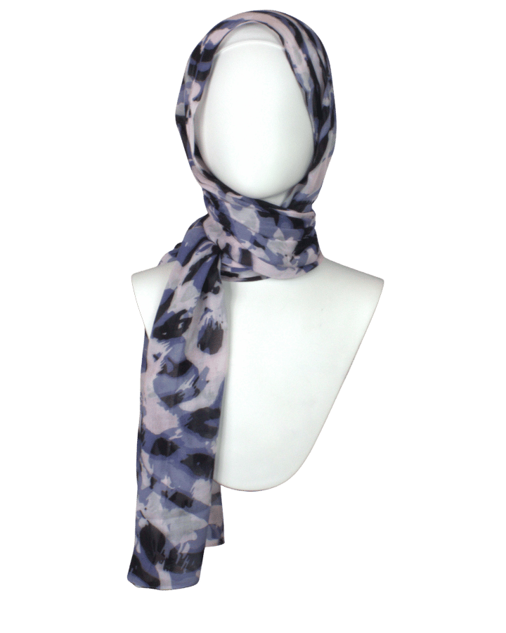 Elegant blue leopard printed bamboo modal hijab for casual and work | Lina Zibdeh