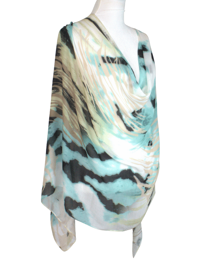 Comfortable Bamboo Modal Hijab with Stylish Print in green black and beige, premium 100% bamboo scarf lightweight, non-slip | Lina Zibdeh