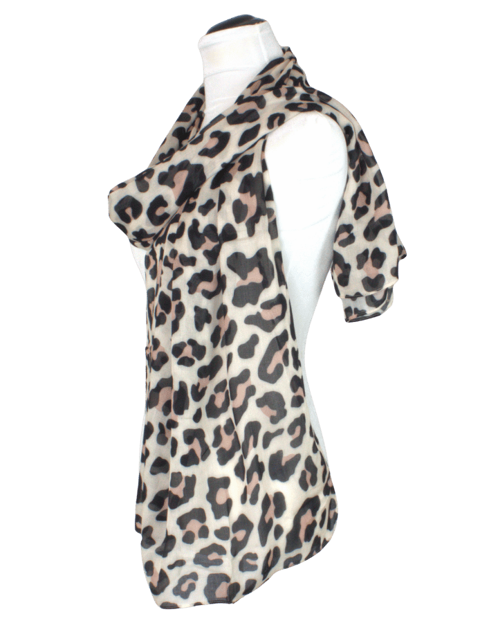 Luxury neutral leopard printed bamboo modal hijab for modest fashion | Lina Zibdeh