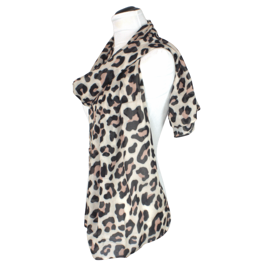 Luxury neutral leopard printed bamboo modal hijab for modest fashion | Lina Zibdeh