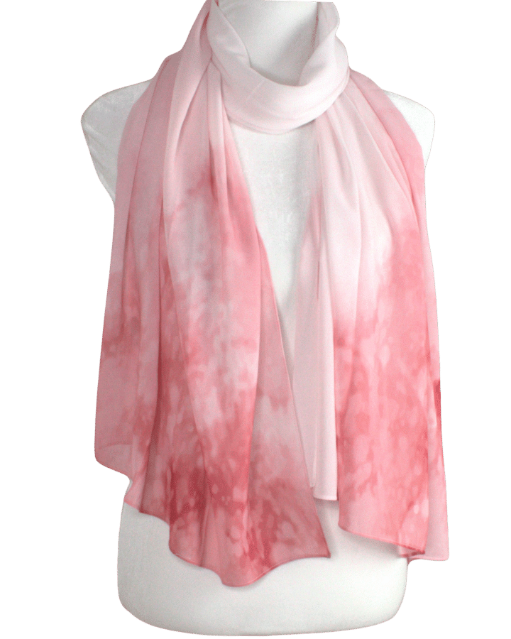 Watercolor ombre pink red hijab scarf designed for the woman who loves elegance in her modest fashion | Lina Zibdeh