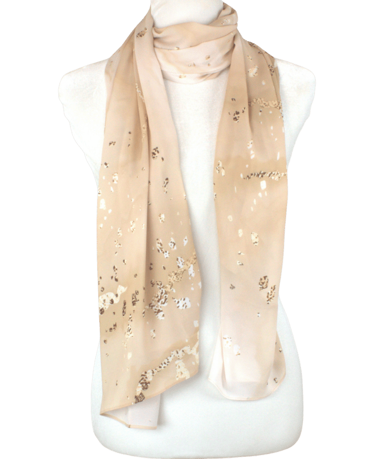 front view of our designer printed hijab scarf, durable and premium fabric ideal for everyday wear and suitable for most skintones | Lina Zibdeh