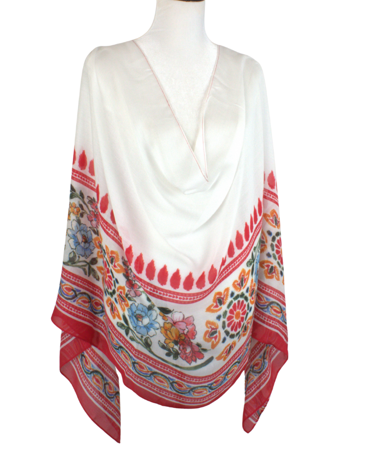 Premium printed bamboo modal hijab headscarf in red and white. Premium quality, airy, non-slip ideal for all seasons especially hot weather | Lina Zibdeh