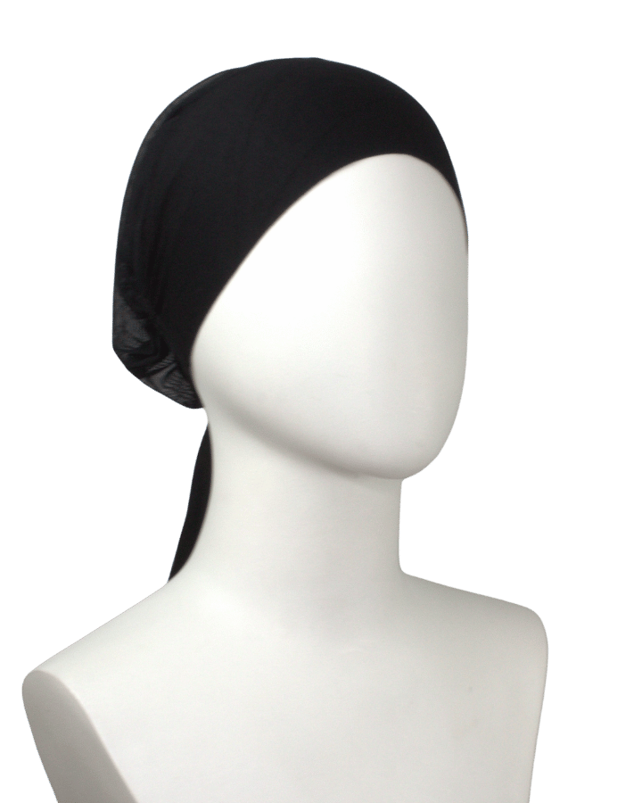 Shop Your everyday breathable non-slip and adjustable mesh tie-back hijab in black | Lina Zibdeh