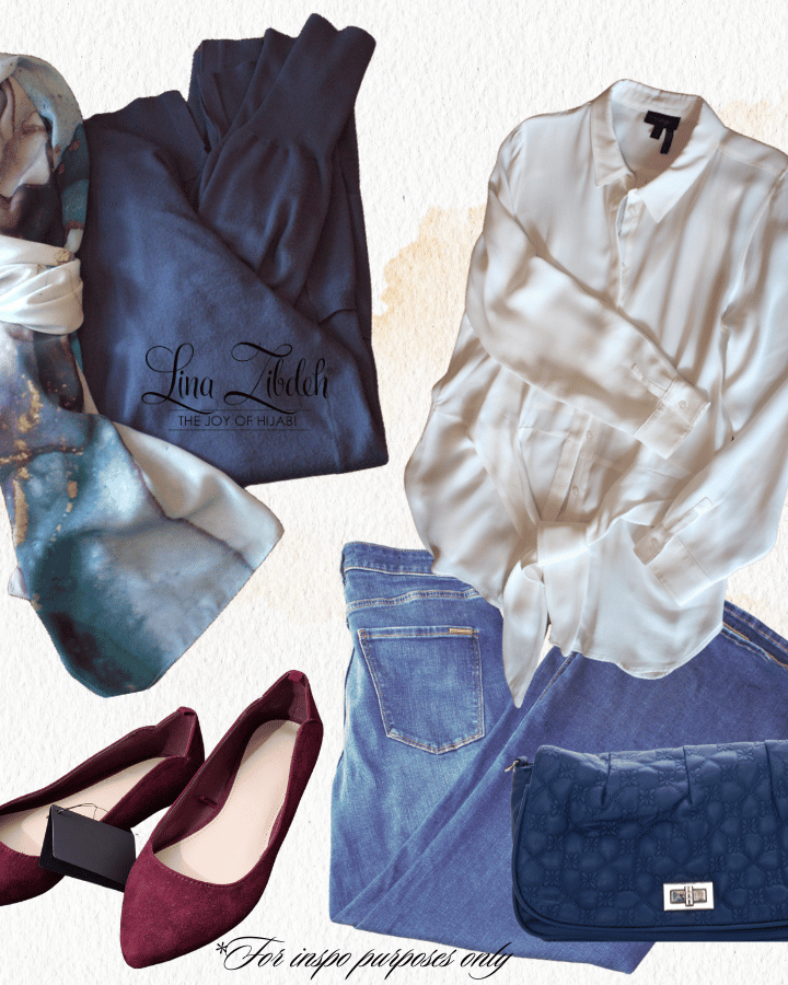 This multi tasker hijab scarf works great with denim and formal occasion | Lina Zibdeh