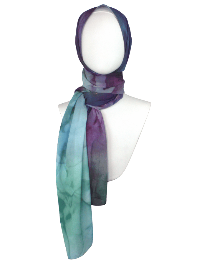 Jewel color chiffon headscarf wrapped for workwear and everyday modest fashion