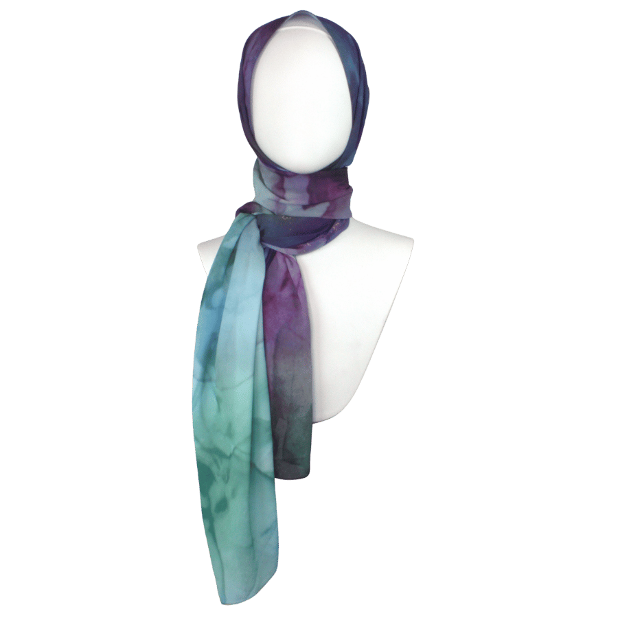 Jewel color chiffon headscarf wrapped for workwear and everyday modest fashion