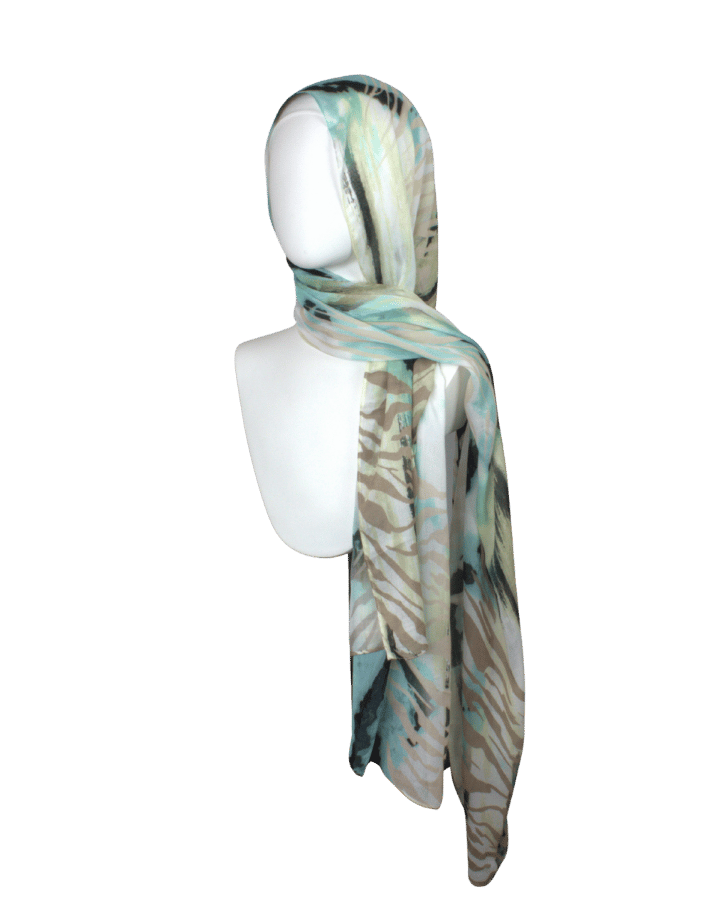 Lightweight Non-Slip Bamboo Modal Hijab in green black animal print, unique print, premium high quality fabric, high end designer hijab scarf | Lina Zibdeh