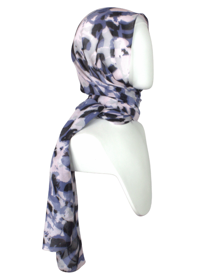 Blue leopard printed bamboo modal hijab – soft, breathable, lightweight | Lina Zibdeh