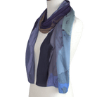 Watercolor hijab scarf in purple and mauve hues, designed as a luxury hijab suitable for work and outings  | Lina Zibdeh