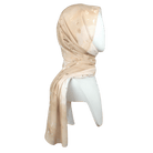 Side view of our designer printed hijab scarf, durable and premium fabric ideal for work everyday wear and suitable for most skintones | Lina Zibdeh
