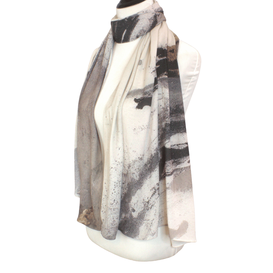 Premium printed neutral hijab headscarf for modest fashion, maxi size for more coverdage | Lina Zibdeh
