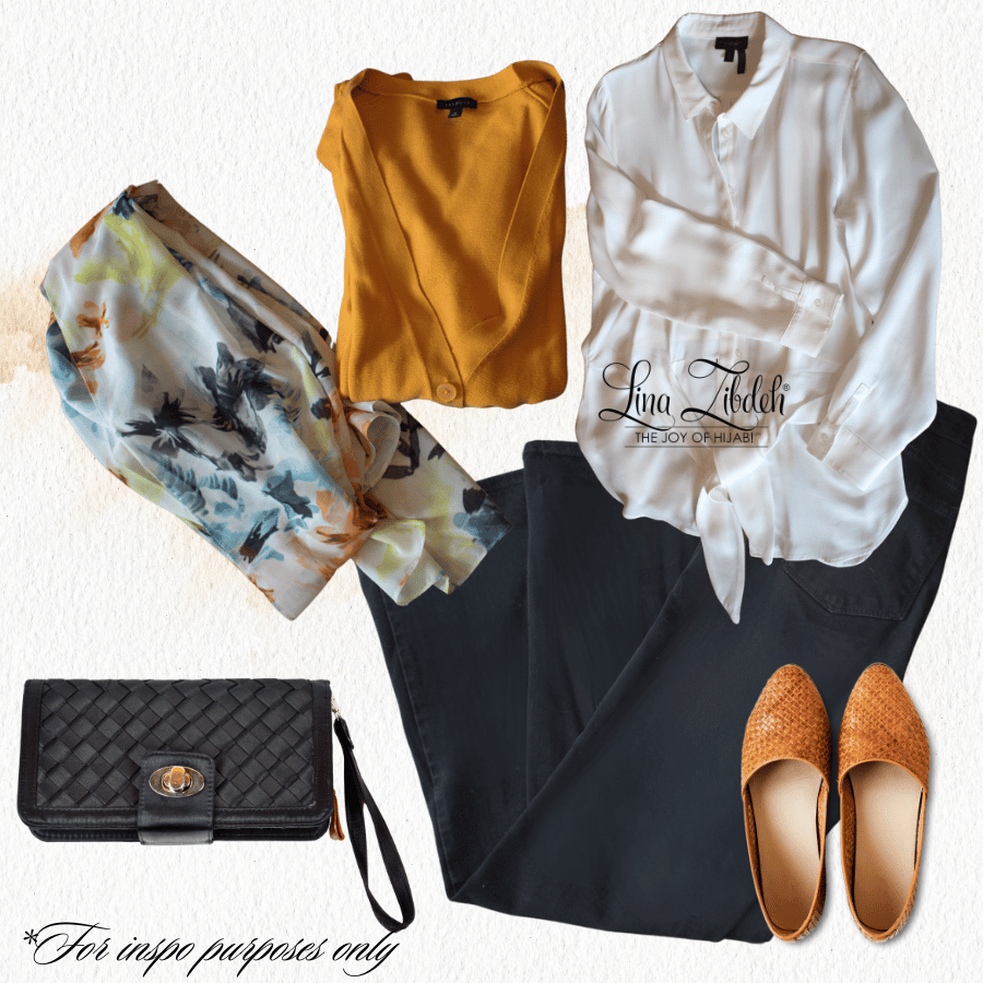 This versatile floral chiffon hijab is designed to match many outfits | Lina Zibdeh