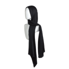 A party luxurious black hijab in satin crinkle with a better grip and nice drape | Lina Zibdeh
